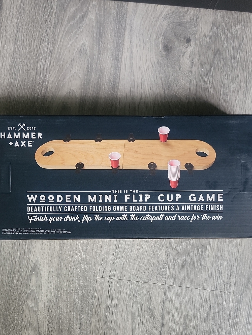 Wooden Mini Flip Cup Game - Natural Wood